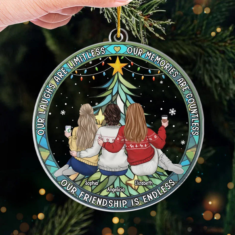 Our Friendship Is Endless - Bestie Personalized Custom Ornament - Acrylic Custom Shaped - Christmas Gift For Best Friends, BFF, Sisters