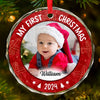Custom Photo Our Little One Is The Greatest Gift We Could Ever Receive - Family Personalized Custom Circle Glass Ornament - Christmas Gift For Baby Kids, Newborn Baby, First Christmas