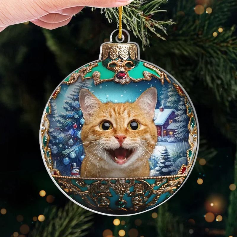Custom Pet Photo Christmas Gifts for Cat Lovers - Personalized Ornament