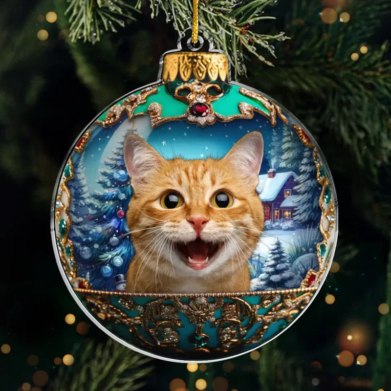Custom Pet Photo Christmas Gifts for Cat Lovers - Personalized Ornament
