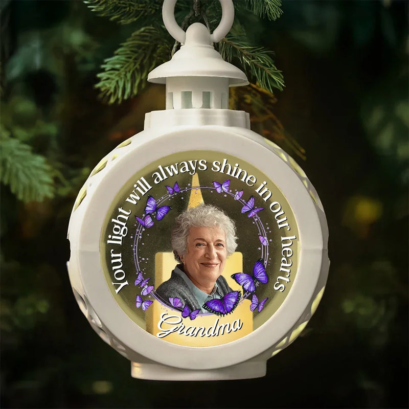 Custom Photo Memorial Gifts for Grandma - Personalized Candlelight Lantern Ornament