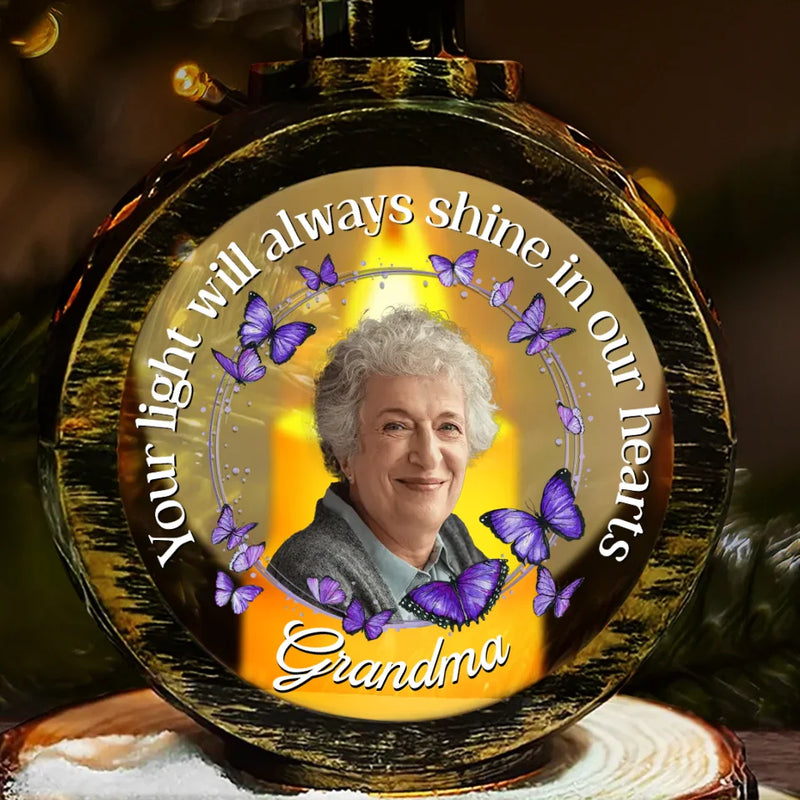 Custom Photo Your Memory Will Always Glow Within Us - Memorial Personalized Custom Candlelight Lantern Ornament - Sympathy Gift, Christmas Gift For Family Members