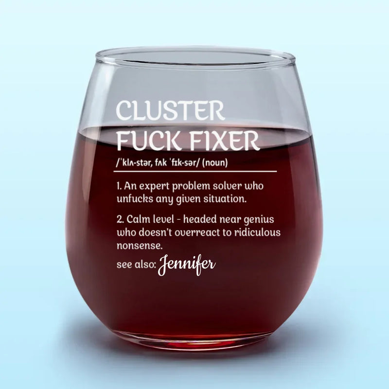 Custom Name Funny Problem Solver Gifts - Personalized Wine Glass
