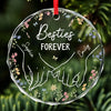 Hand In Hand And Heart To Heart - Bestie Personalized Custom Circle Glass Ornament - Christmas Gift For Best Friends, BFF, Sisters
