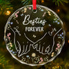 Hand In Hand And Heart To Heart - Bestie Personalized Custom Circle Glass Ornament - Christmas Gift For Best Friends, BFF, Sisters