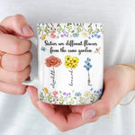 Custom Sister Name Floral Gifts - Personalized Mugs