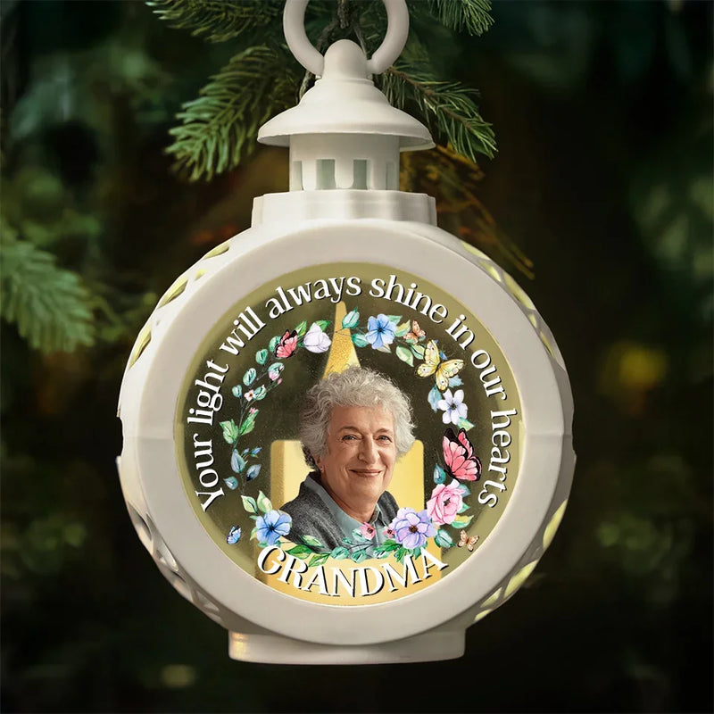 Custom Photo Always In Our Thoughts, Forever In Our Hearts - Memorial Personalized Custom Candlelight Lantern Ornament - Sympathy Gift, Christmas Gift For Family Members