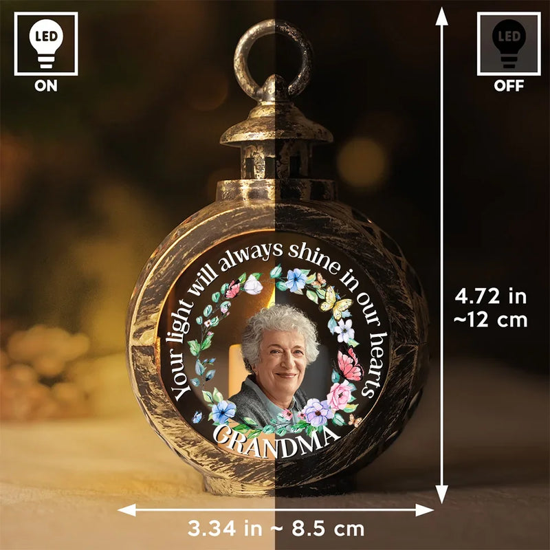 Custom Photo Grandma Memorial Gifts - Personalized Candlelight Lantern Ornament