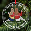 A Friendship That Will Never Fade - Bestie Personalized Custom Circle Glass Ornament - Christmas Gift For Best Friends, BFF, Sisters