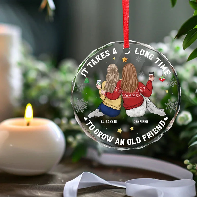 A Friendship That Will Never Fade - Bestie Personalized Custom Circle Glass Ornament - Christmas Gift For Best Friends, BFF, Sisters