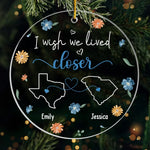 Custom Name Long Distance Gifts for Friends - Personalized Ornament