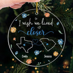Custom Name Long Distance Gifts for Friends - Personalized Ornament