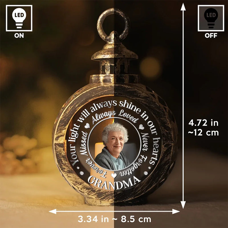 Custom Photo Your Memory Warms Our Hearts - Memorial Personalized Custom Candlelight Lantern Ornament - Sympathy Gift, Christmas Gift For Family Members