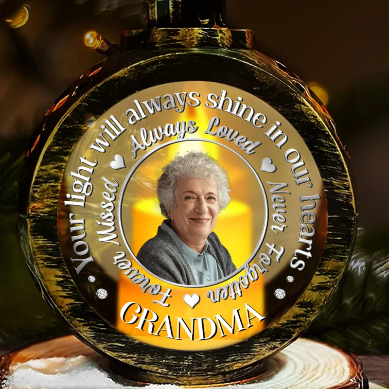 Custom Photo Your Memory Warms Our Hearts - Memorial Personalized Custom Candlelight Lantern Ornament - Sympathy Gift, Christmas Gift For Family Members
