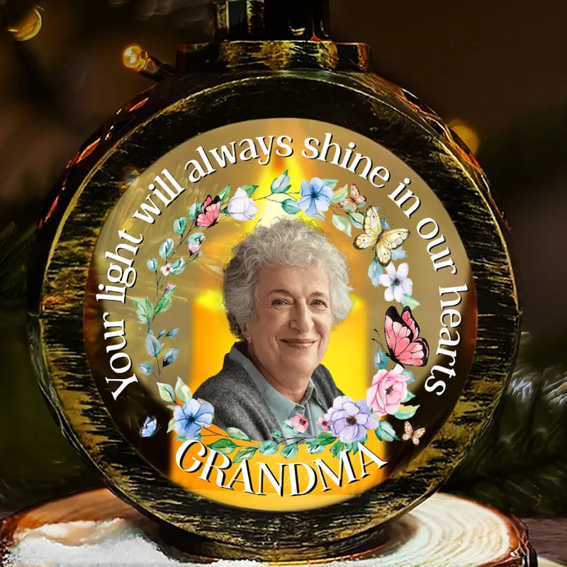 Custom Photo Always In Our Thoughts, Forever In Our Hearts - Memorial Personalized Custom Candlelight Lantern Ornament - Sympathy Gift, Christmas Gift For Family Members