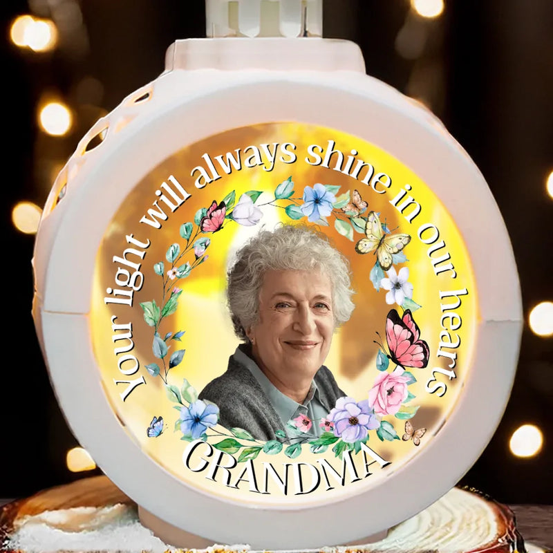 Custom Photo Always In Our Thoughts, Forever In Our Hearts - Memorial Personalized Custom Candlelight Lantern Ornament - Sympathy Gift, Christmas Gift For Family Members