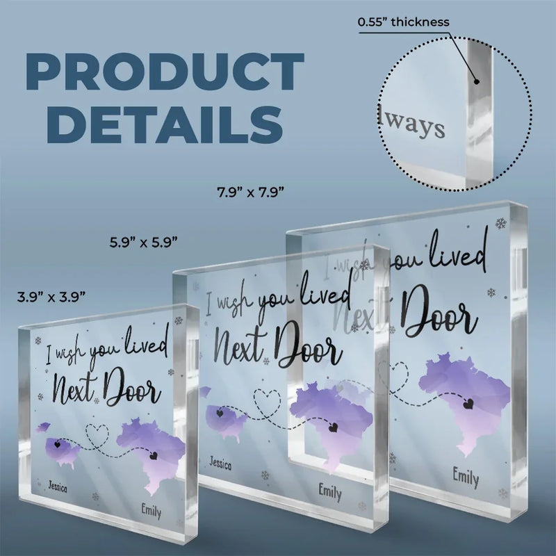 No Matter The Distance We Are Always Close At Heart - Bestie Personalized Custom Square Shaped Acrylic Plaque - Gift For Best Friends, BFF, Sisters