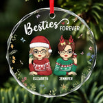 Custom Name Christmas Besties Gifts for Friends - Personalized Glass Ornament