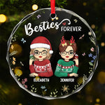 Custom Name Christmas Besties Gifts for Friends - Personalized Glass Ornament
