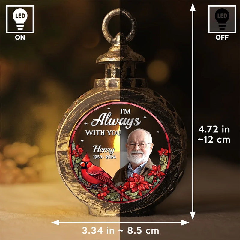 Custom Photo Always By Your Side - Memorial Personalized Custom Candlelight Lantern Ornament - Sympathy Gift, Christmas Gift For Family Members