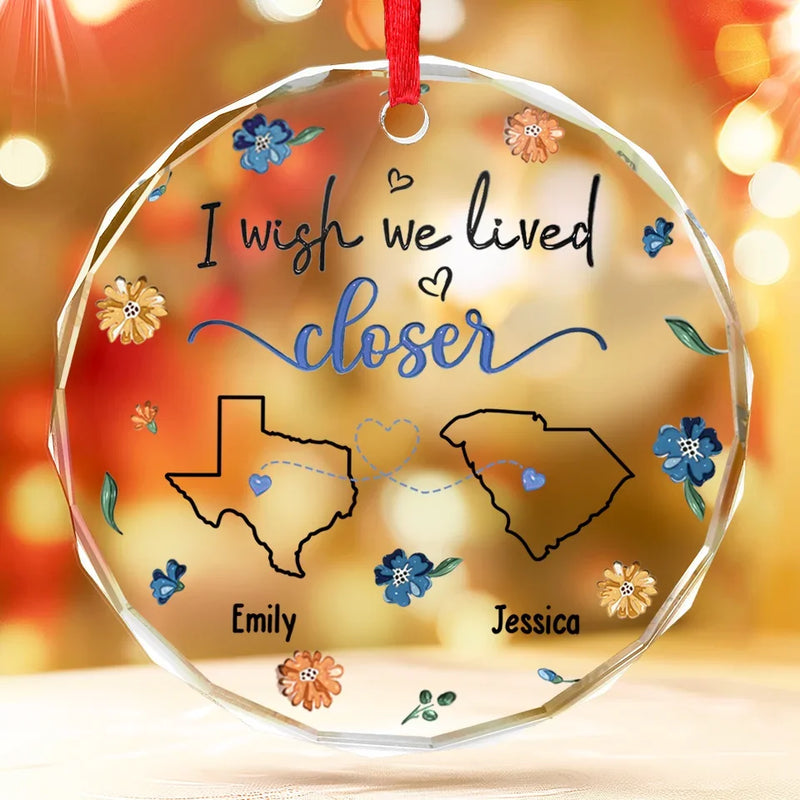 Distance Is Not A Problem To Us - Bestie Personalized Custom Circle Glass Ornament - Christmas Gift For Best Friends, BFF, Sisters