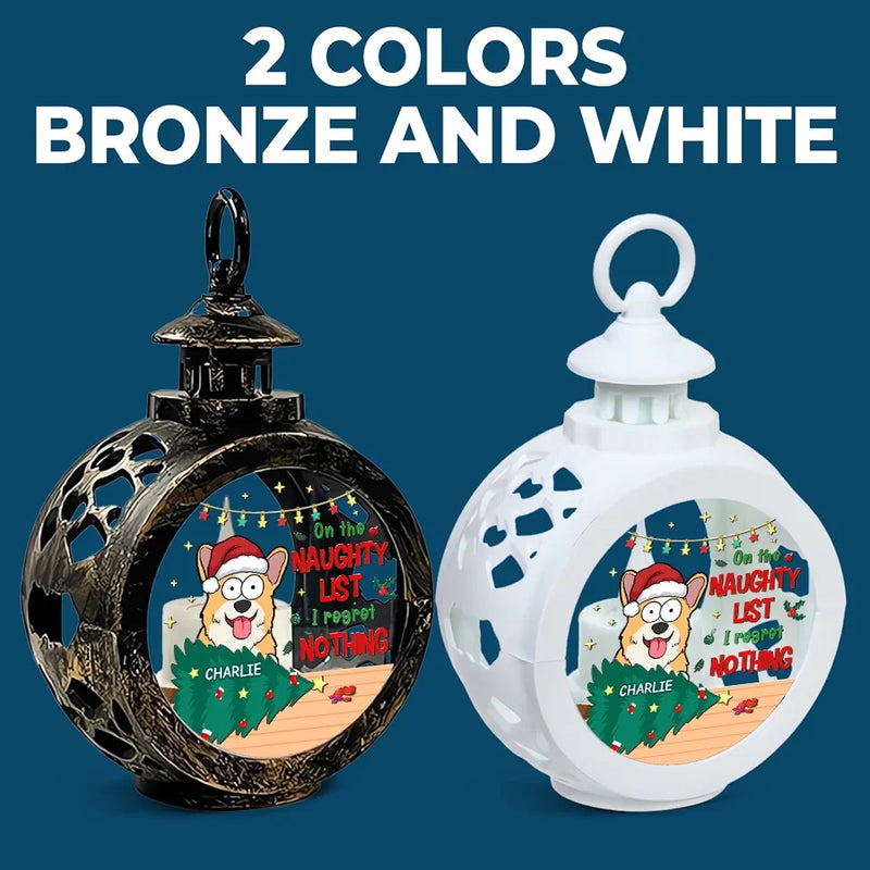 Custom Name Funny Naughty List Christmas Gifts for Dog Lovers - Personalized Candlelight Lantern Ornament