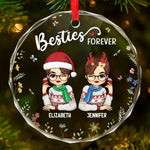Custom Name Christmas Besties Gifts for Friends - Personalized Glass Ornament