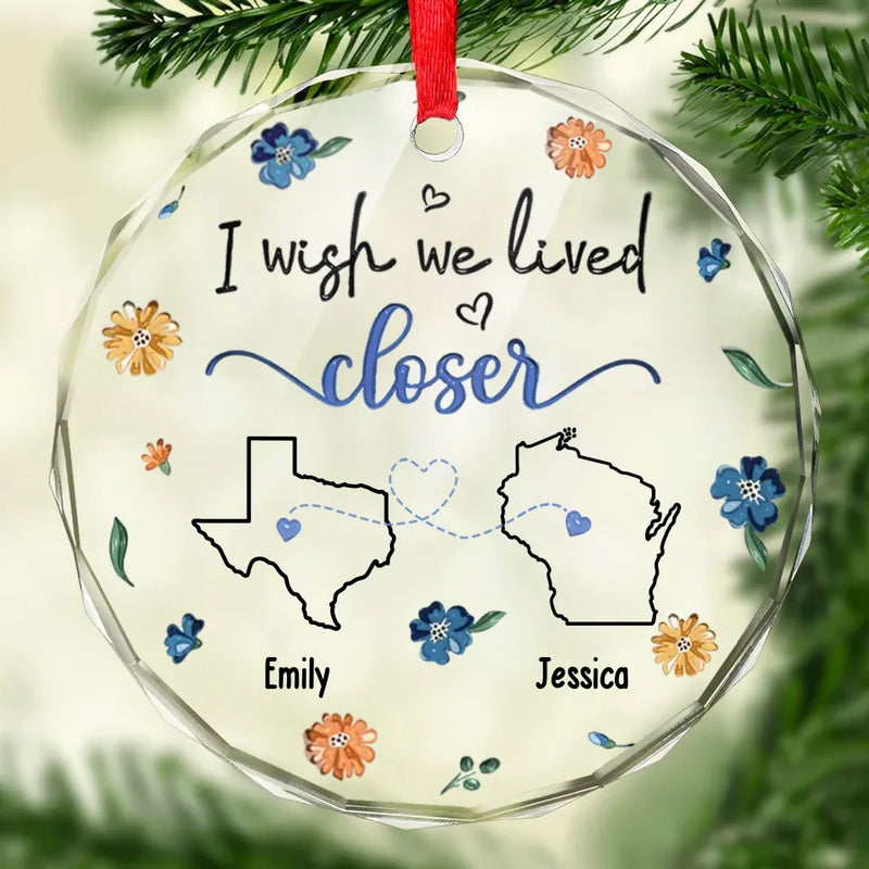 Distance Is Not A Problem To Us - Bestie Personalized Custom Circle Glass Ornament - Christmas Gift For Best Friends, BFF, Sisters