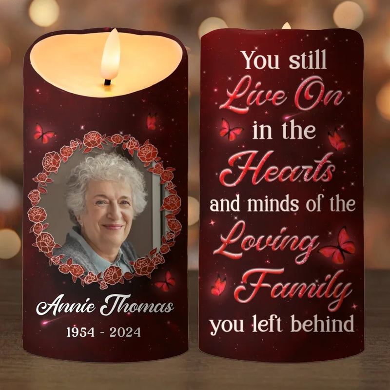 Custom Photo Loved In Life, Honored In Memory - Memorial Personalized Custom LED Candle - Sympathy Gift, Christmas Gift For Family Members