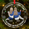 A Friendship That Will Never Fade - Bestie Personalized Custom Circle Glass Ornament - Christmas Gift For Best Friends, BFF, Sisters