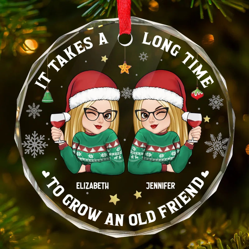 May Santa Find You Worthy Of A Christmas Gift, Friend - Bestie Personalized Custom Circle Glass Ornament - Christmas Gift For Best Friends, BFF, Sisters