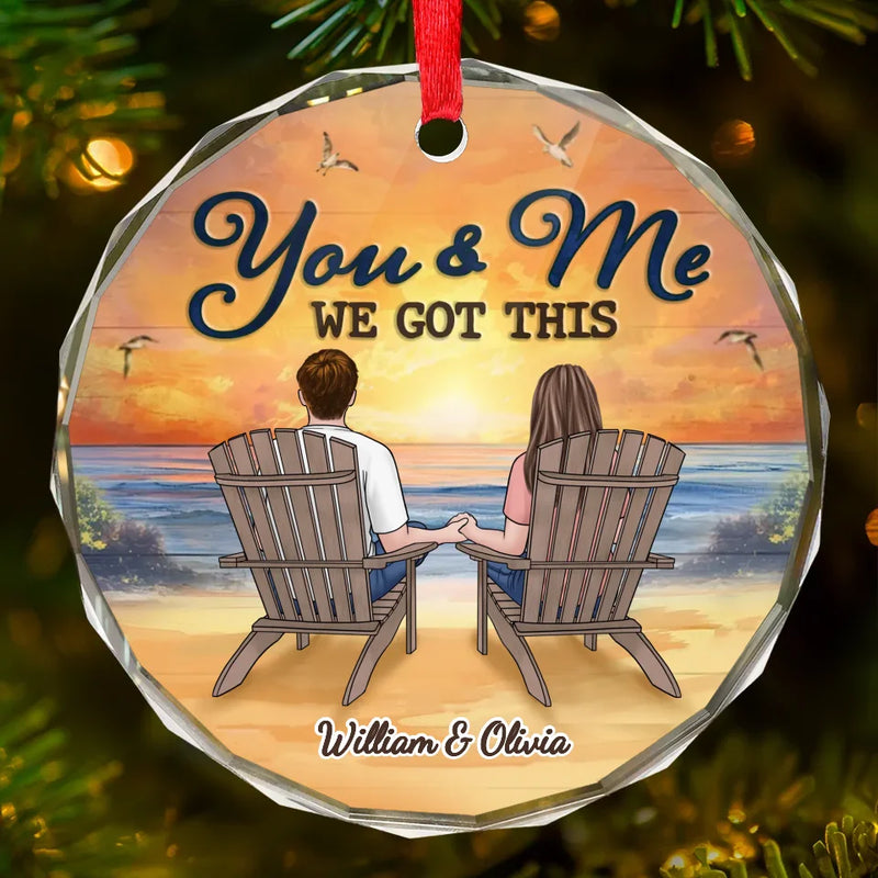 I Just Need You And The Sunset - Couple Personalized Custom Circle Glass Ornament - Gift For Husband Wife, Anniversary