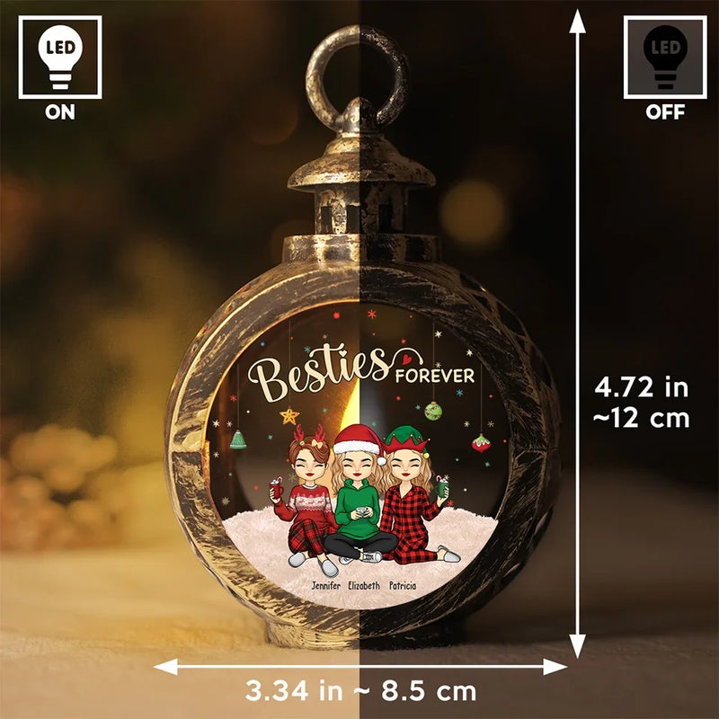Custom Name Besties Christmas Gifts for Best Friends - Personalized Candlelight Lantern Ornament