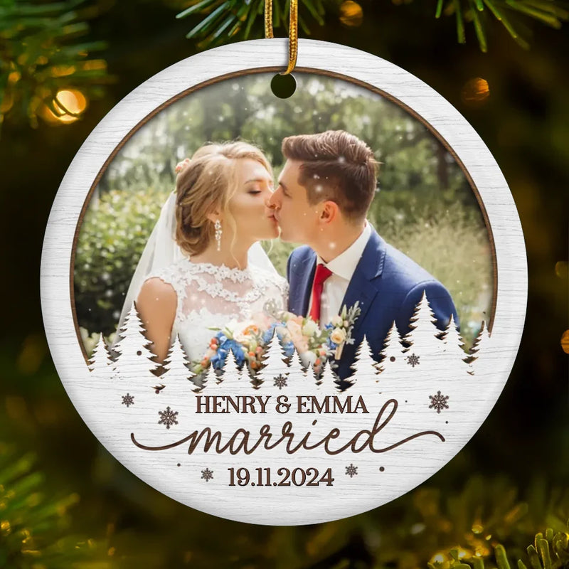 Custom Photo Wedding Gifts for Couples - Personalized Ceramic Ornament