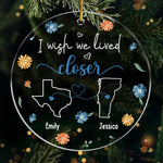 Custom Name Long Distance Gifts for Friends - Personalized Ornament