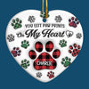 You Left Paw Prints On My Heart - Memorial Personalized Custom 3D Inflated Effect Printed Ornament - Ceramic Heart Shaped - Sympathy Gift, Christmas Gift For Pet Owners, Pet Lovers