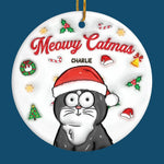 Custom Name Christmas Cat Gifts for Cat Lovers - Personalized Ceramic Ornament
