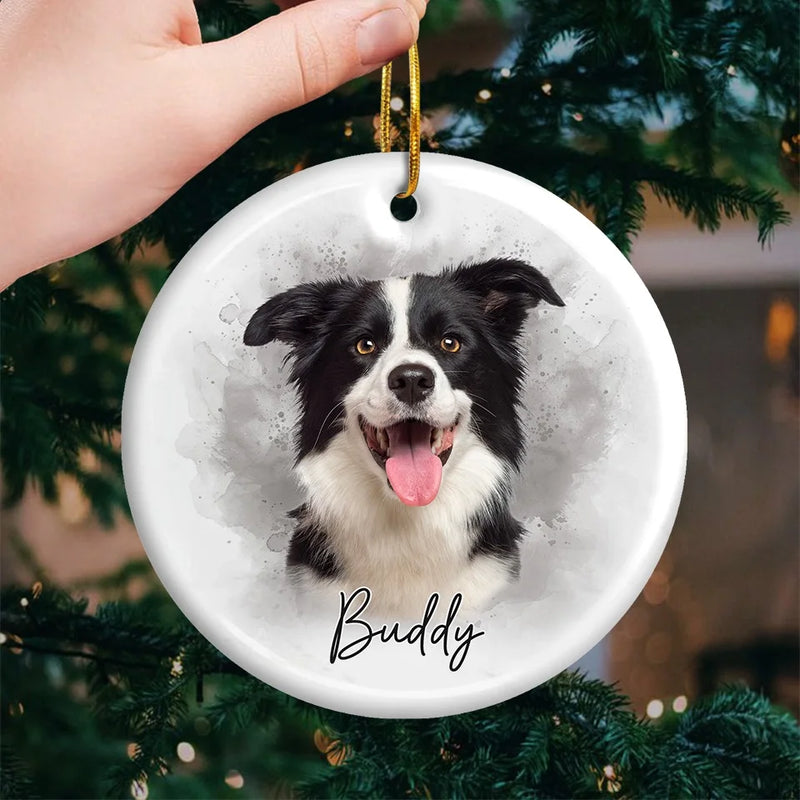 Custom Name Christmas Dog Gifts for Dog Lovers - Personalized Ceramic Ornament