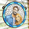 Custom Photo Where There Is Love There Is Life - Couple Personalized Window Hanging Suncatcher Ornament - Gift For Husband Wife, Anniversary