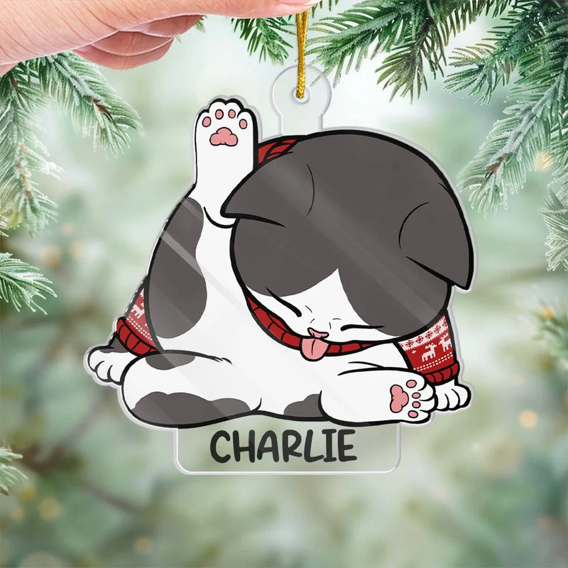 Custom Name Christmas Cat Gifts for Cat Lovers - Personalized Ornament