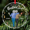 Cheers To Friendship - Bestie Personalized Custom Circle Glass Ornament - Christmas Gift For Best Friends, BFF, Sisters