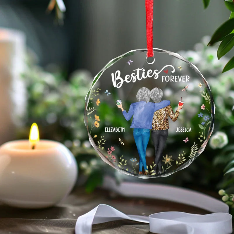 Custom Name Best Friend Gifts - Personalized Glass Ornament