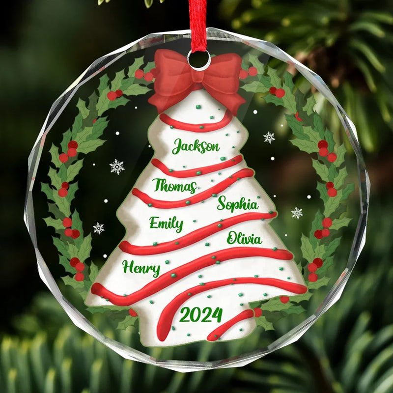 Custom Name Christmas Family Gifts - Personalized Glass Ornament