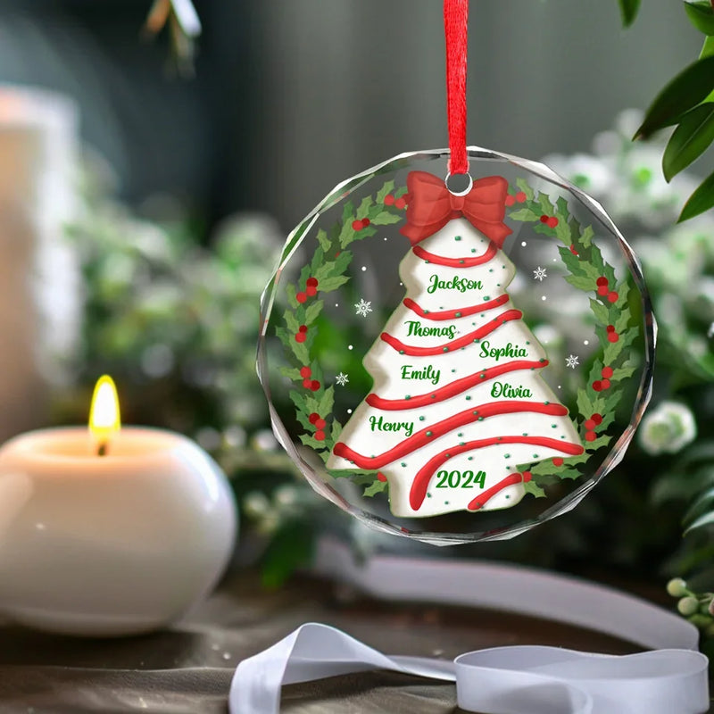 Custom Name Christmas Family Gifts - Personalized Glass Ornament