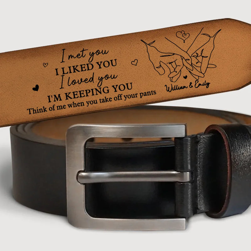 Congrats On Being My Boyfriend - Couple Personalized Custom Engraved Leather Belt - Gift For Husband Wife, Anniversary