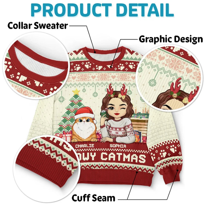 Happy Pawlidays - Dog & Cat Personalized Custom Ugly Sweatshirt - Unisex Wool Jumper - Christmas Gift For Pet Owners, Pet Lovers