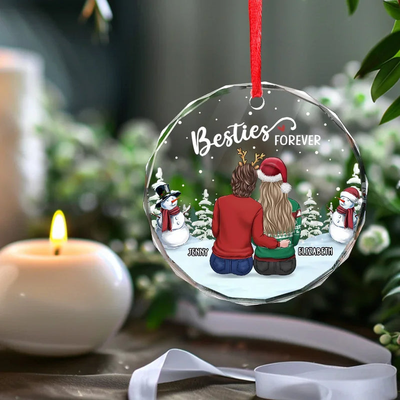 Friends Who Jingle Together Stay Together - Bestie Personalized Custom Circle Glass Ornament - Christmas Gift For Best Friends, BFF, Sisters