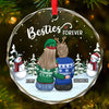Friends Who Jingle Together Stay Together - Bestie Personalized Custom Circle Glass Ornament - Christmas Gift For Best Friends, BFF, Sisters
