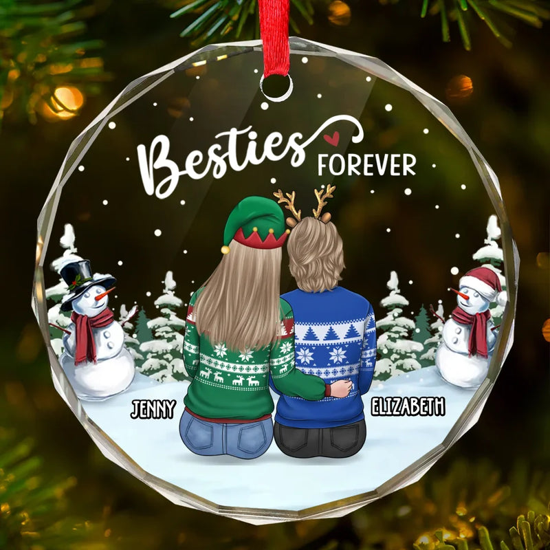 Friends Who Jingle Together Stay Together - Bestie Personalized Custom Circle Glass Ornament - Christmas Gift For Best Friends, BFF, Sisters