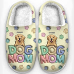 Custom Name Dog Mom Gifts for Dog Lovers - Personalized Fluffy Slipper